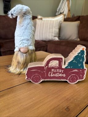 Merry Christmas Red Truck Wood Holiday Décor
